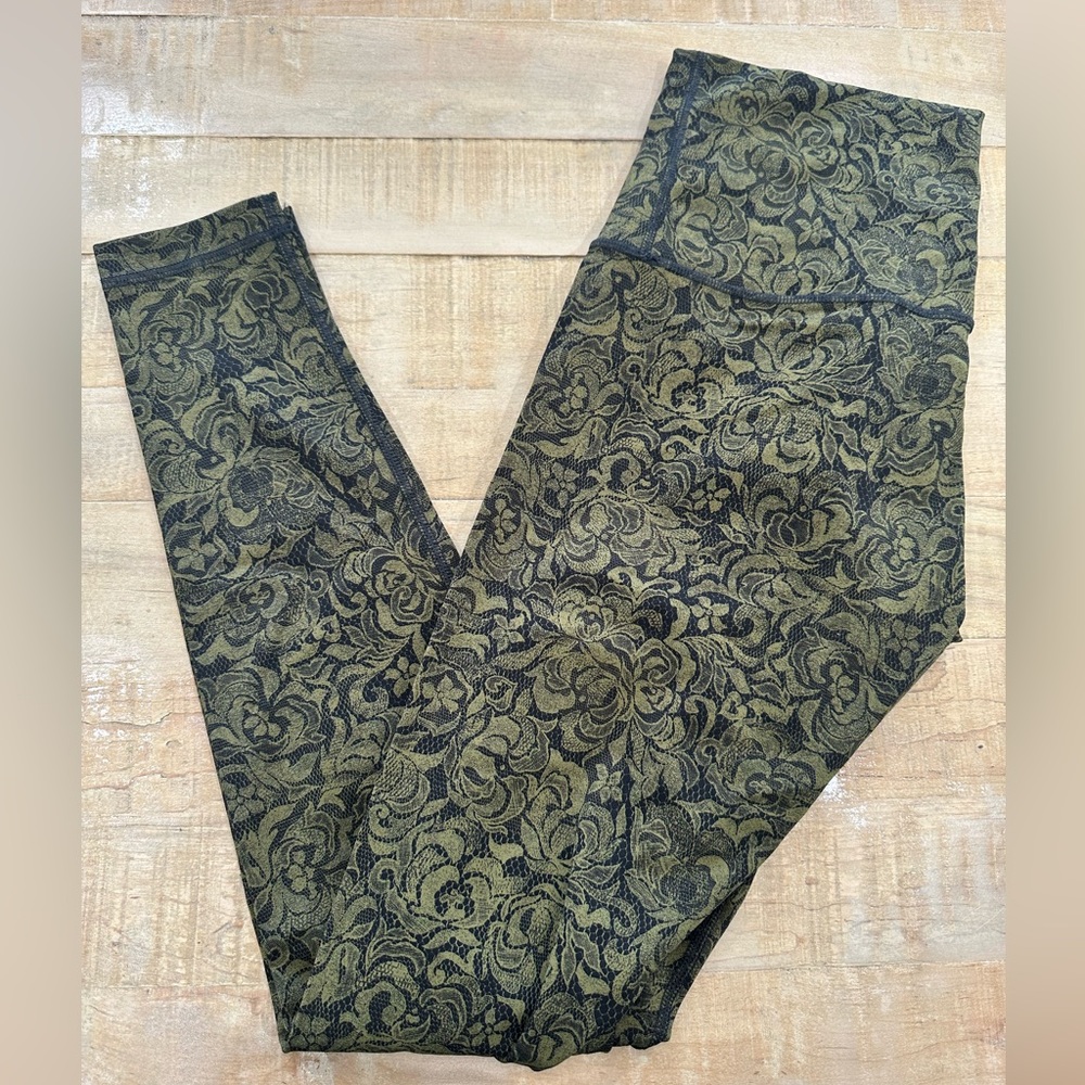 Lululemon wunder under hi rise pencil lace brave olive black leggings pants